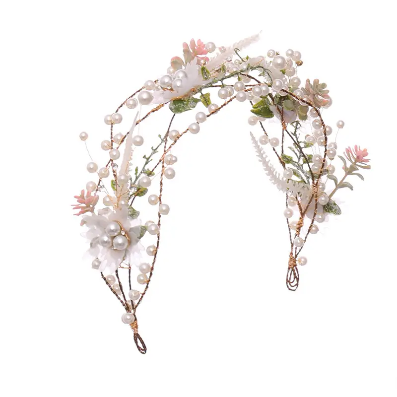 Korean Style Floral Pearl Bridal Hairband