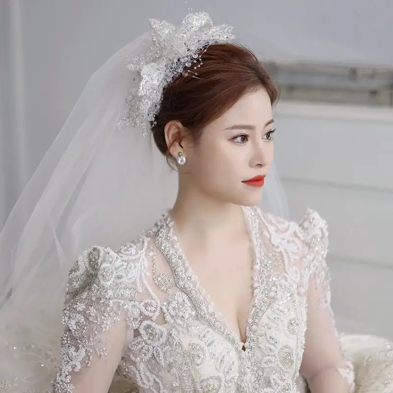 Korean Style Floral Pearl Bridal Hairband — feature 16
