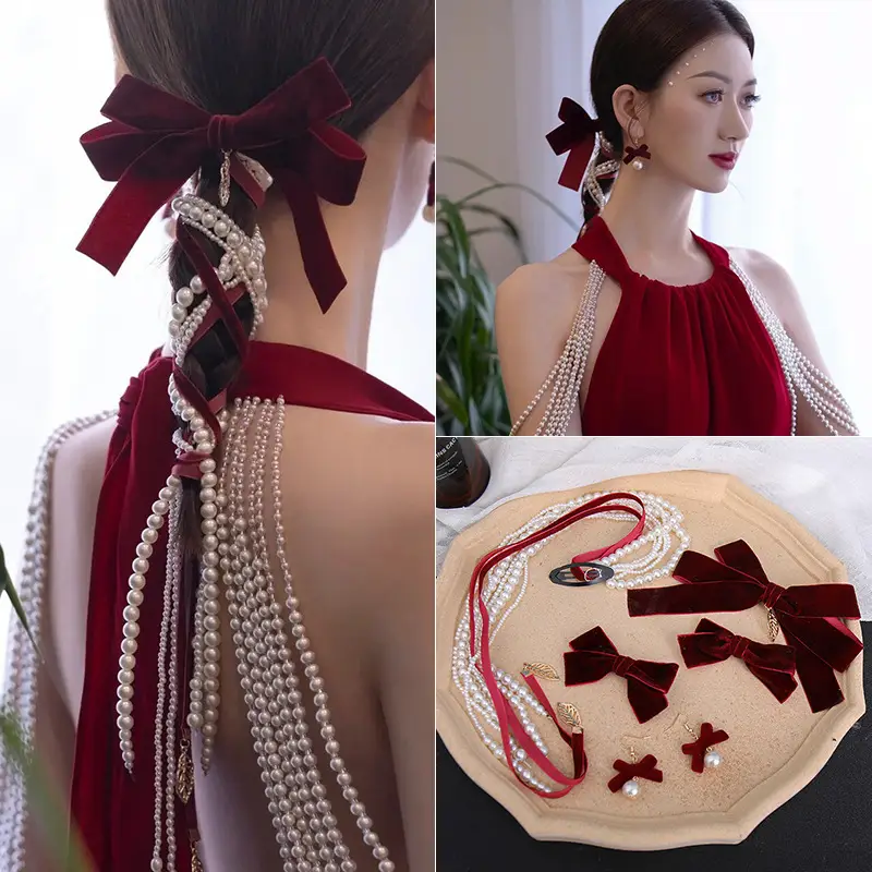 Korean Style Floral Pearl Bridal Hairband — feature 8