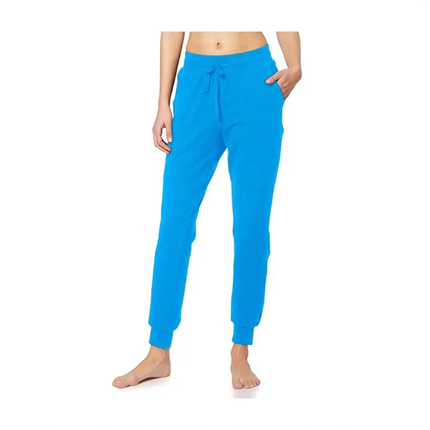 Women Blue Cotton Yoga Jogging Pants Casual Sports Wear
