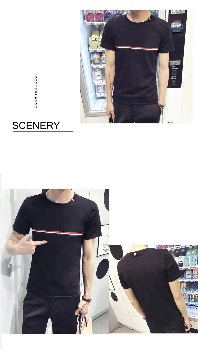 Men Black Slim Fit T-Shirt Shorts Set Korean Casual — feature 9