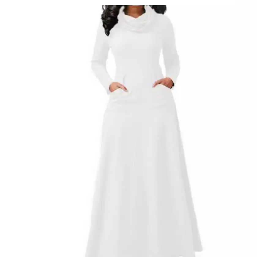 Black Long Sleeve Scarf Dress with Flap Pocket Pants