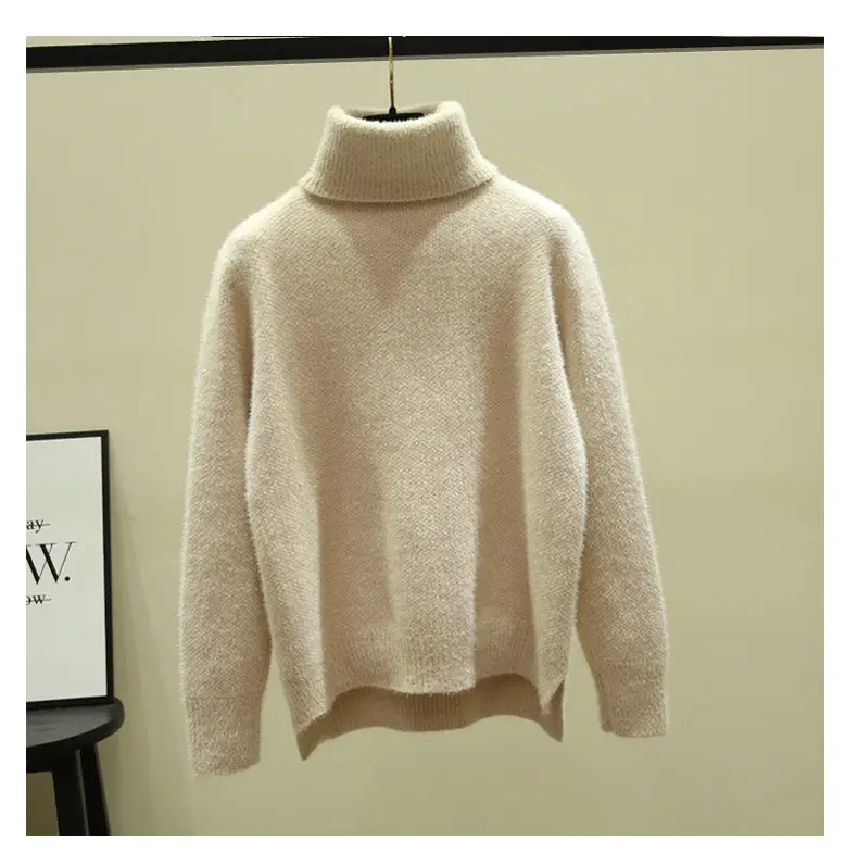 Women Turtleneck Sweater Mink Velvet Golden Autumn Winter — feature 1