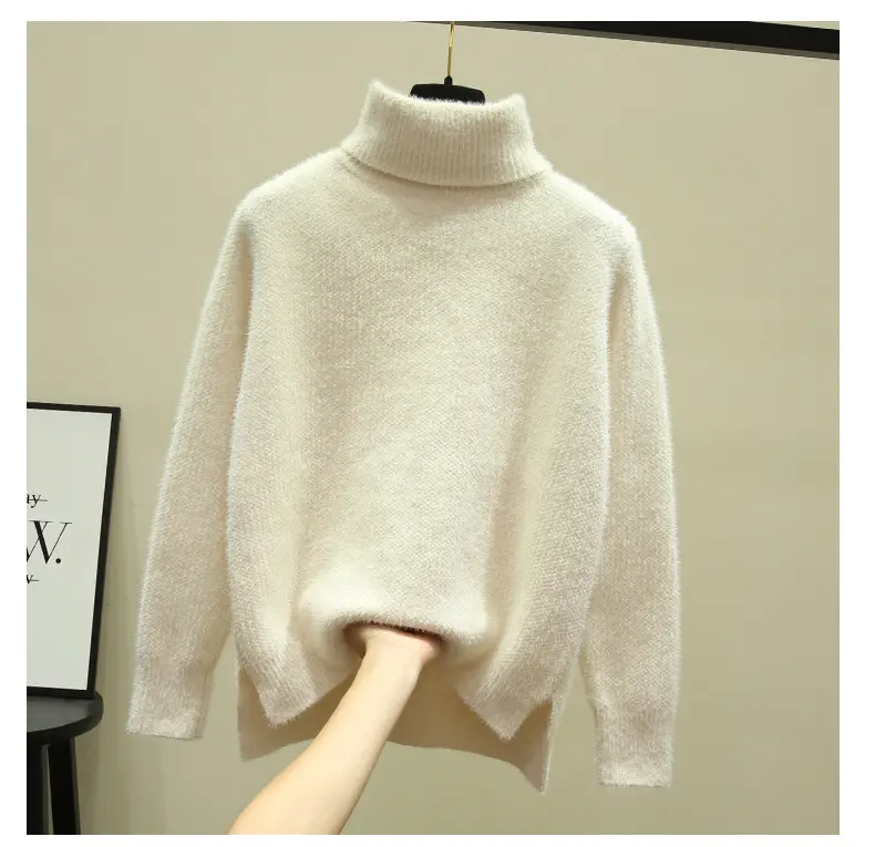 Women Turtleneck Sweater Mink Velvet Golden Autumn Winter — feature 10