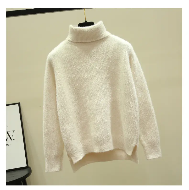 Women Turtleneck Sweater Mink Velvet Golden Autumn Winter — feature 11