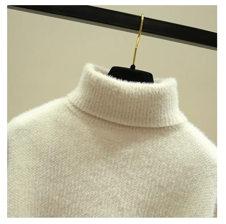 Women Turtleneck Sweater Mink Velvet Golden Autumn Winter — feature 12