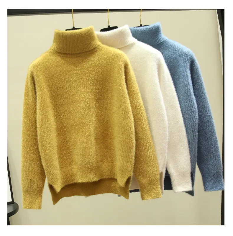 Women Turtleneck Sweater Mink Velvet Golden Autumn Winter — feature 16