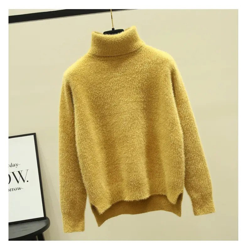 Women Turtleneck Sweater Mink Velvet Golden Autumn Winter — feature 18