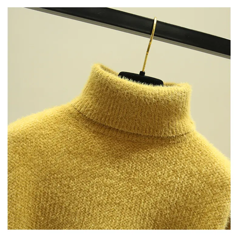 Women Turtleneck Sweater Mink Velvet Golden Autumn Winter — feature 19