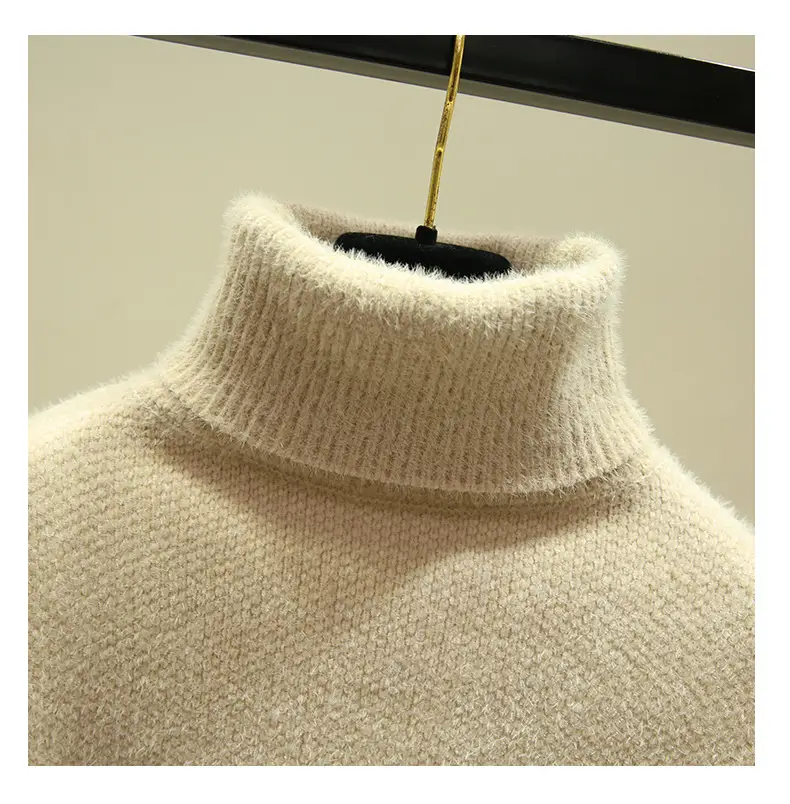 Women Turtleneck Sweater Mink Velvet Golden Autumn Winter — feature 2