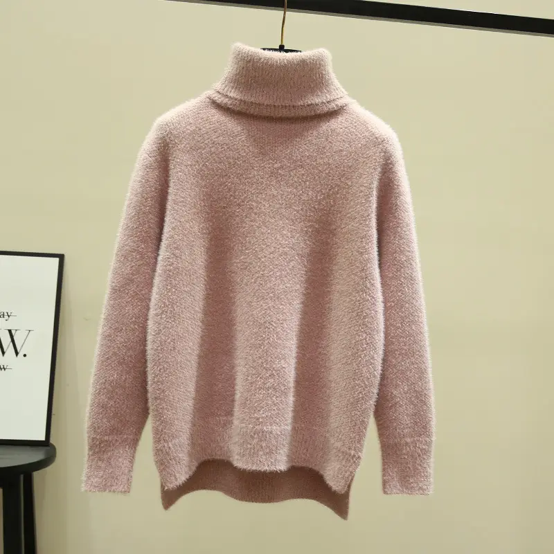 Women Turtleneck Sweater Mink Velvet Golden Autumn Winter — feature 23