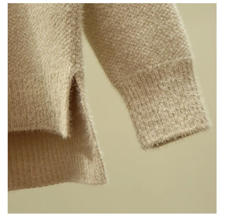 Women Turtleneck Sweater Mink Velvet Golden Autumn Winter — feature 3