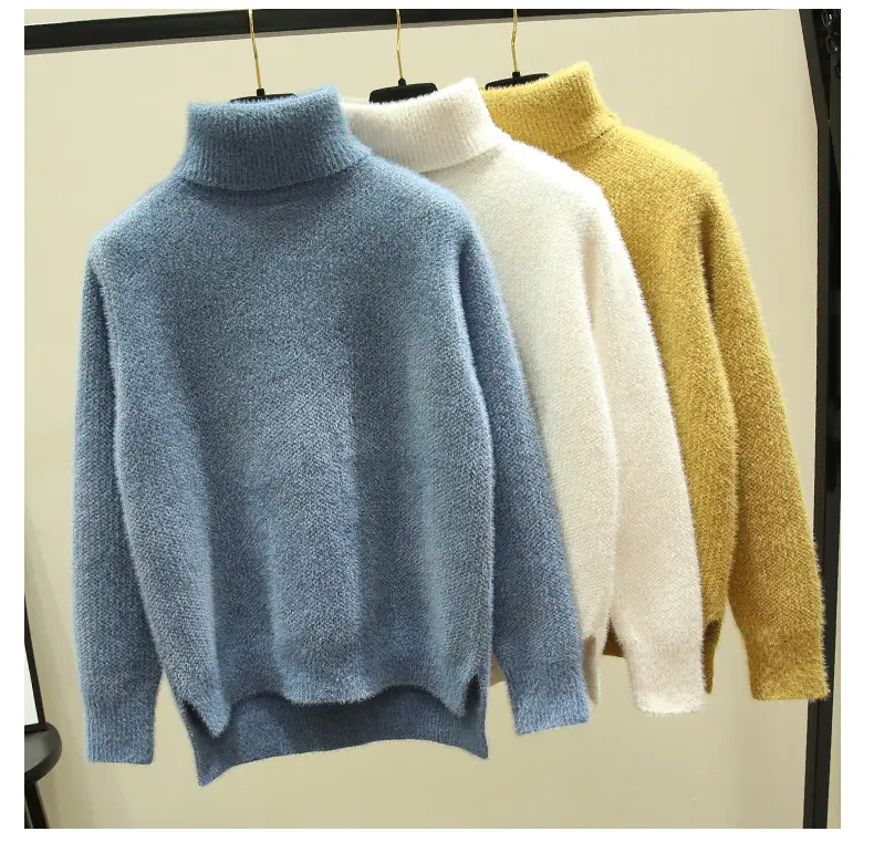 Women Turtleneck Sweater Mink Velvet Golden Autumn Winter — feature 5