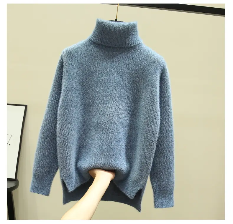 Women Turtleneck Sweater Mink Velvet Golden Autumn Winter — feature 6