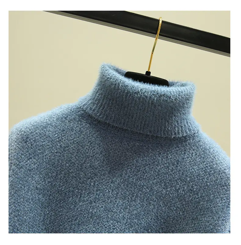 Women Turtleneck Sweater Mink Velvet Golden Autumn Winter — feature 8