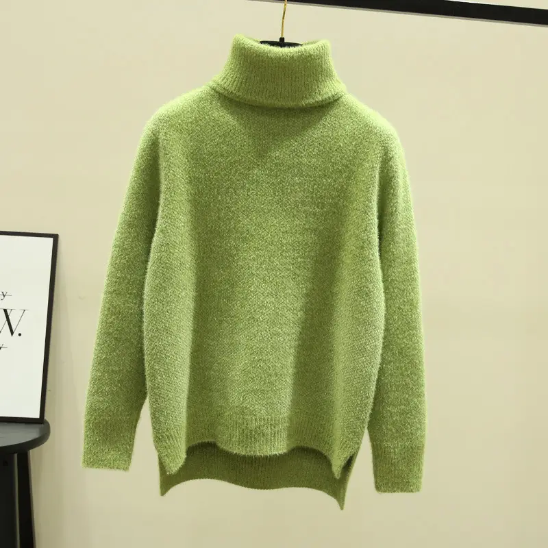 Women Turtleneck Sweater Mink Velvet Golden Autumn Winter - Image 6