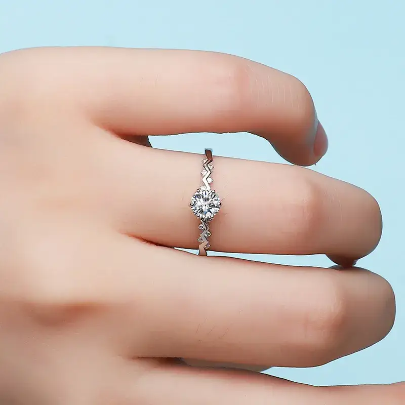 Moissanite Heart Ring S925 Silver Plated Platinum Gold Texture — feature 22