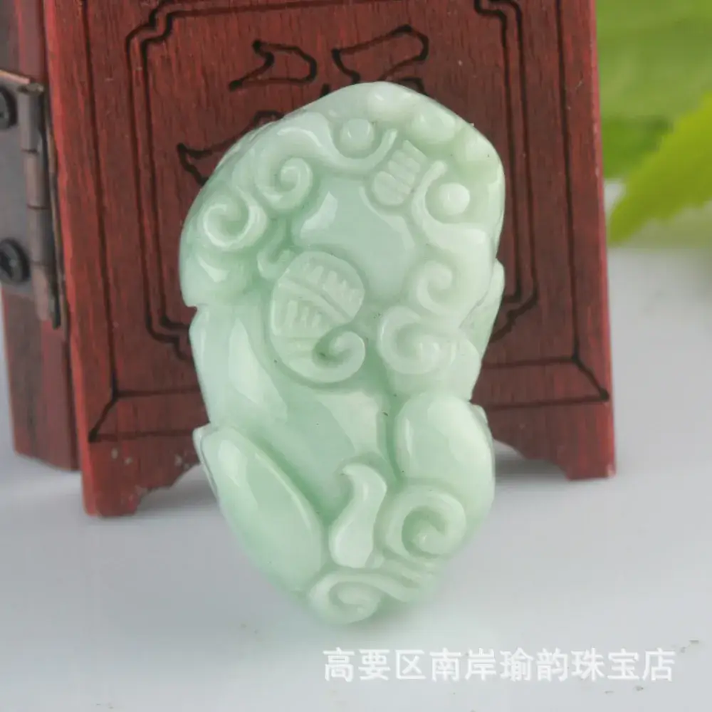 Green Jade Myanmar Art Pendant for Men Women - Image 5
