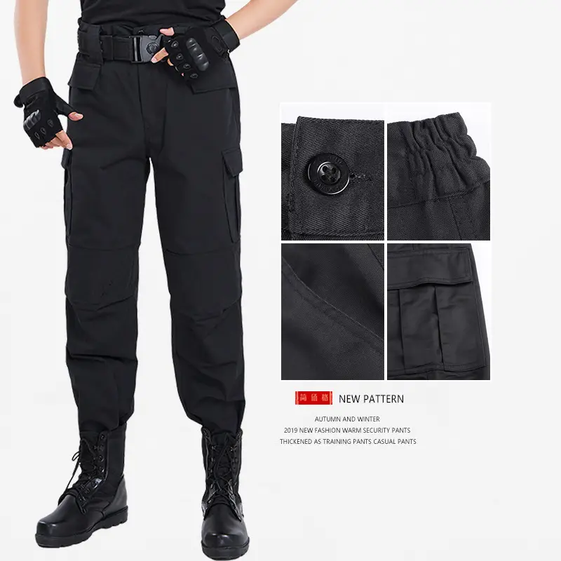 Men's Black Security Training Pants 2019 Winter Thickened - Image 7