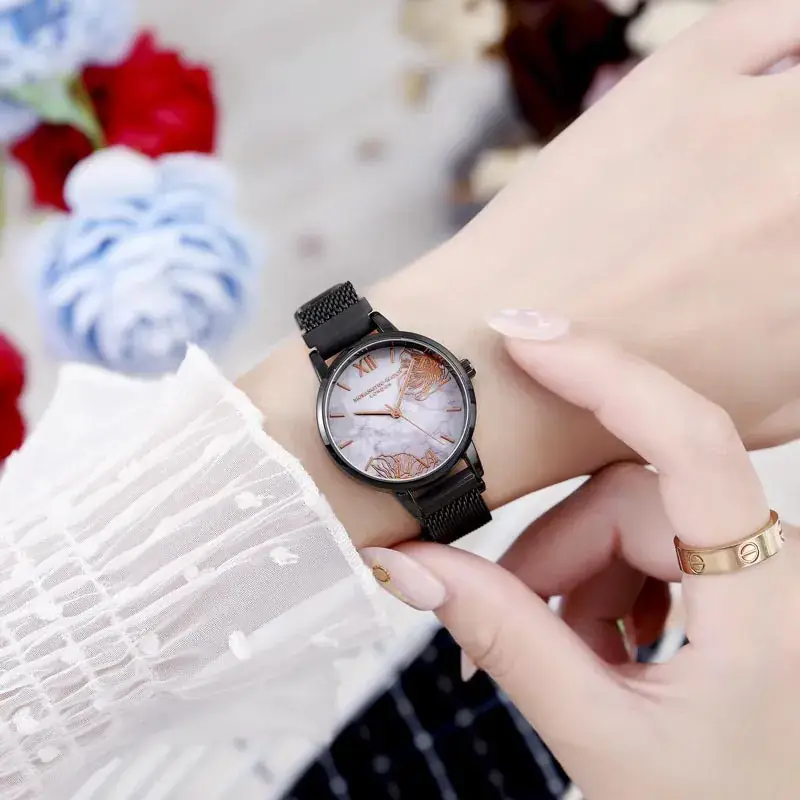 Women's Ceramic Face Watch Light Luxury French Niche Casual Milan Belt Waterproof - Image 8