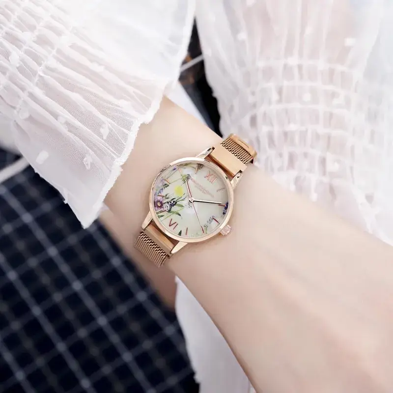 Women's Ceramic Face Watch Light Luxury French Niche Casual Milan Belt Waterproof - Image 4