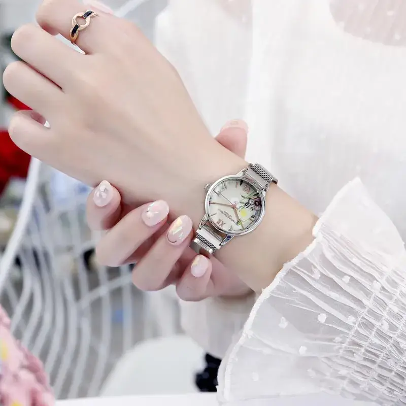 Women's Ceramic Face Watch Light Luxury French Niche Casual Milan Belt Waterproof - Image 6