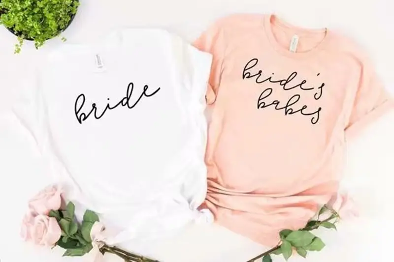 Bride & Brides T-Shirt White Pink Short Sleeve - Image 3