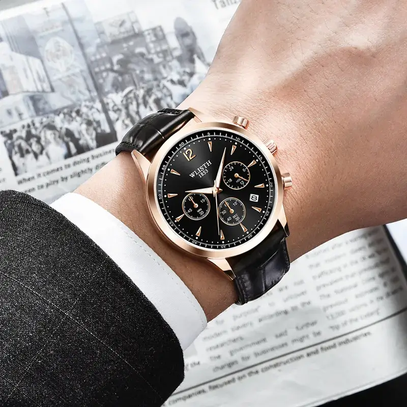 Wistful Swiss Men's Chronograph Watch Black Rose Gold - Image 4