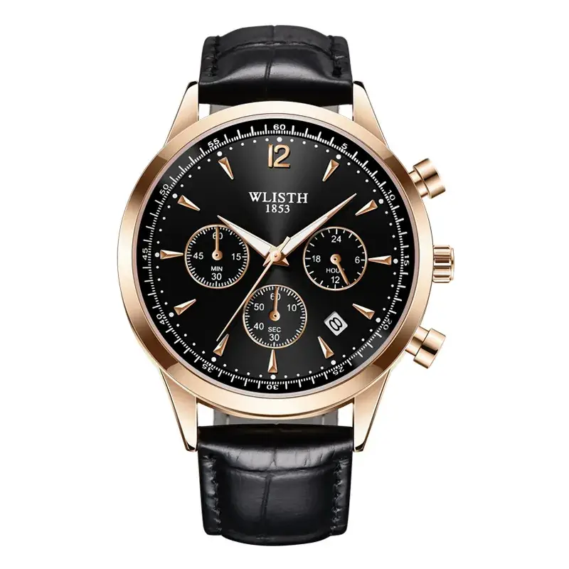 Wistful Swiss Men's Chronograph Watch Black Rose Gold - Image 2