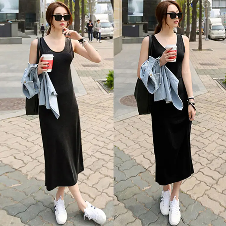 Summer Sleeveless Vest Dress Light Gray 2025