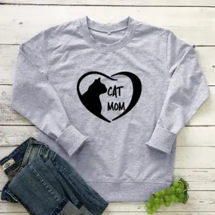 Cute Cat Mom Heart Print Yellow Crewneck Vest
