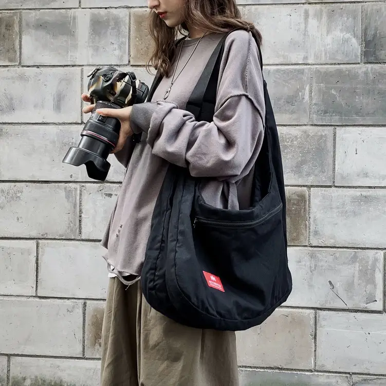 Black Large Capacity Crossbody Bag for Men Women