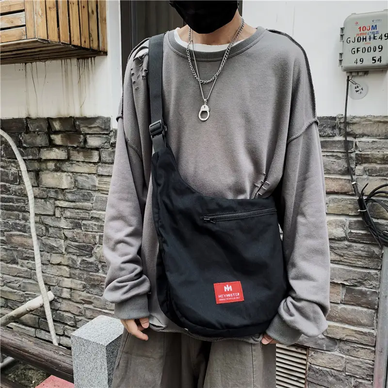Black Large Capacity Crossbody Bag for Men Women
