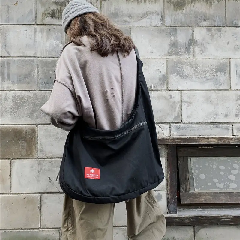 Black Large Capacity Crossbody Bag for Men Women