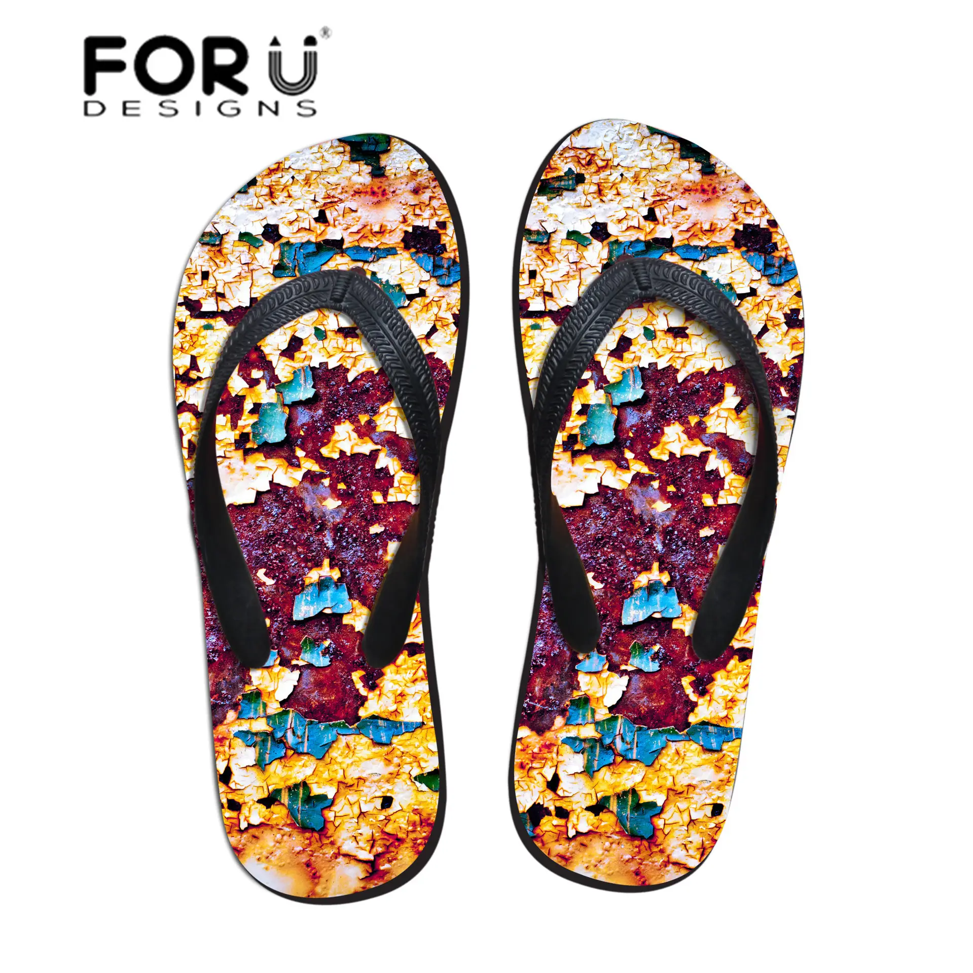 Forú Designs Red Yellow Beach Flip Flops