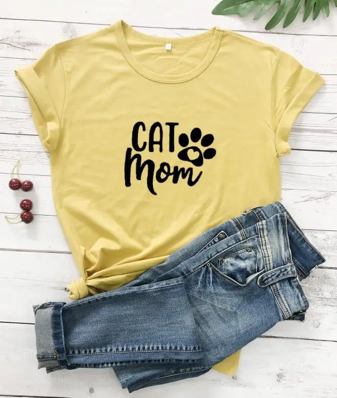 Cat Mom T-Shirt Grey Short Sleeve - Image 11