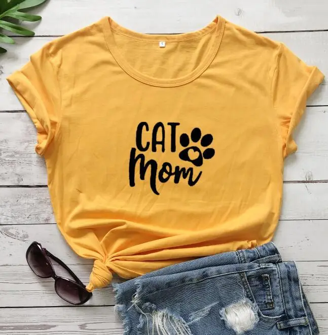 Cat Mom T-Shirt Grey Short Sleeve - Image 6