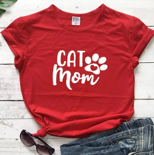 Cat Mom T-Shirt Grey Short Sleeve - Image 9