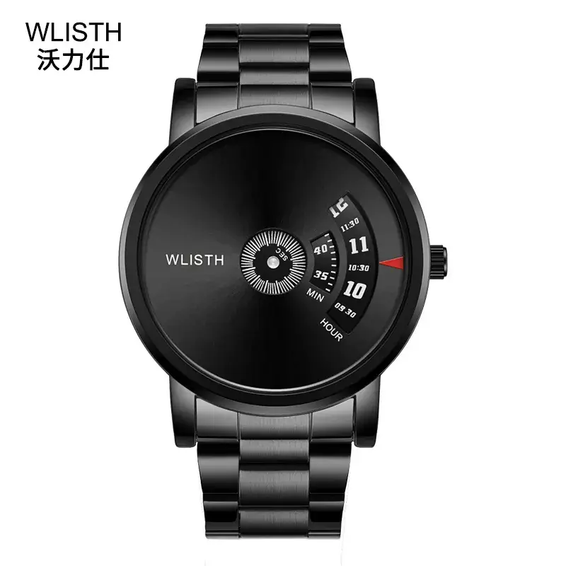 Swiss Style Men's Black Water Resistant Watch with Steel Band - Image 9