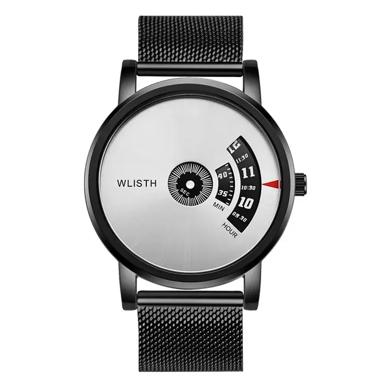 Swiss Style Men's Black Water Resistant Watch with Steel Band - Image 4