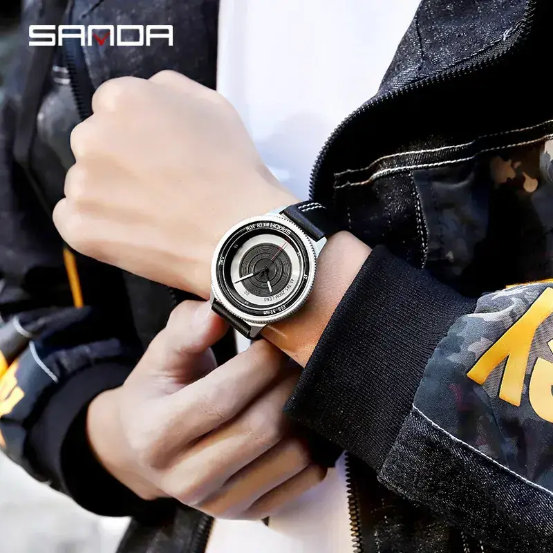 Sanda Waterproof Men's Quartz Watch with Leather Strap - Image 6