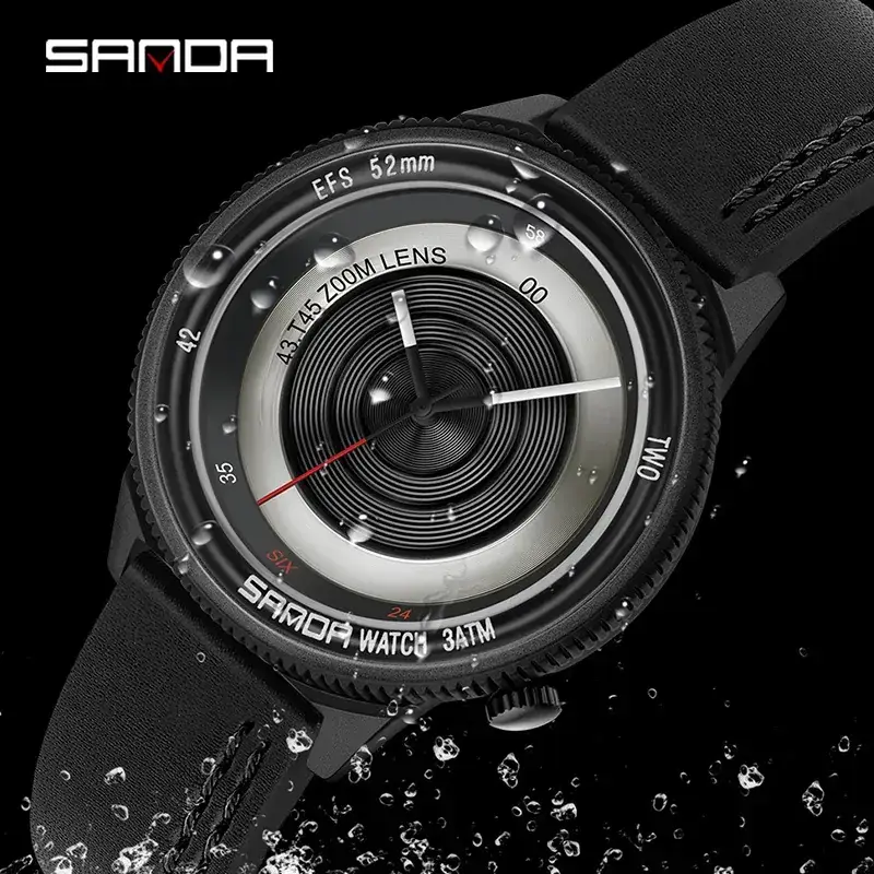 Sanda Waterproof Men's Quartz Watch with Leather Strap - Image 7