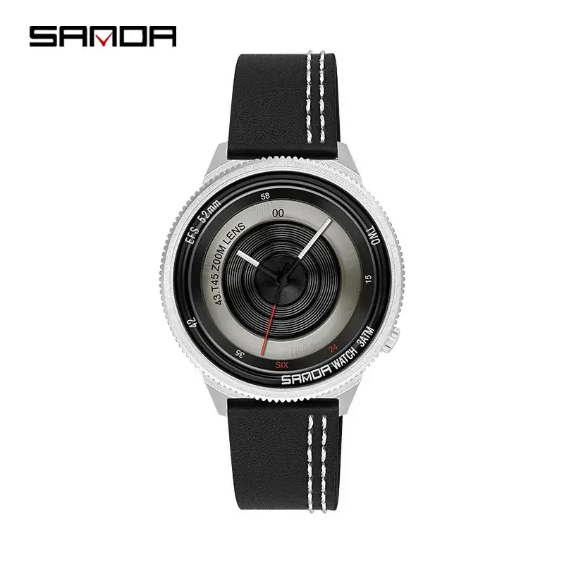 Sanda Waterproof Men's Quartz Watch with Leather Strap - Image 3