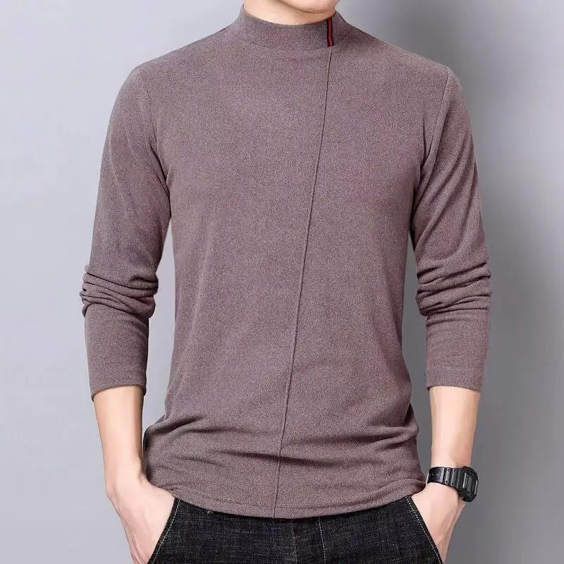 Men's Black Fleece Long-Sleeve Collar T-Shirt