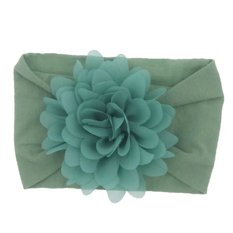 New Green Chiffon Baby Headband with Red Flower - Image 18