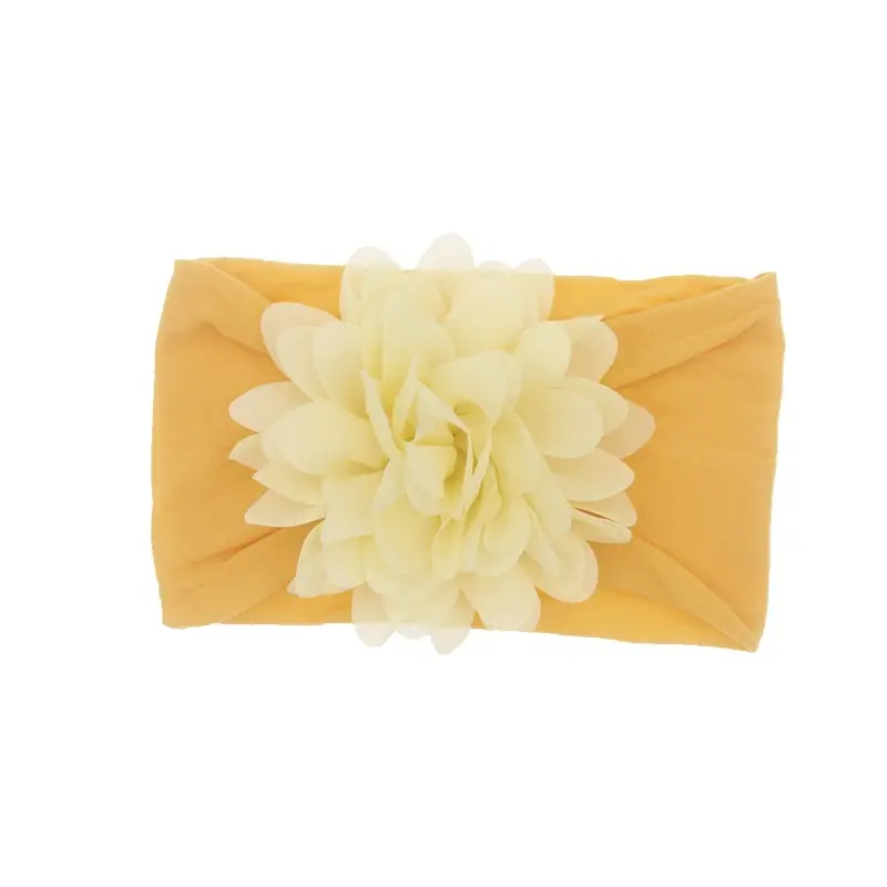 New Green Chiffon Baby Headband with Red Flower - Image 2