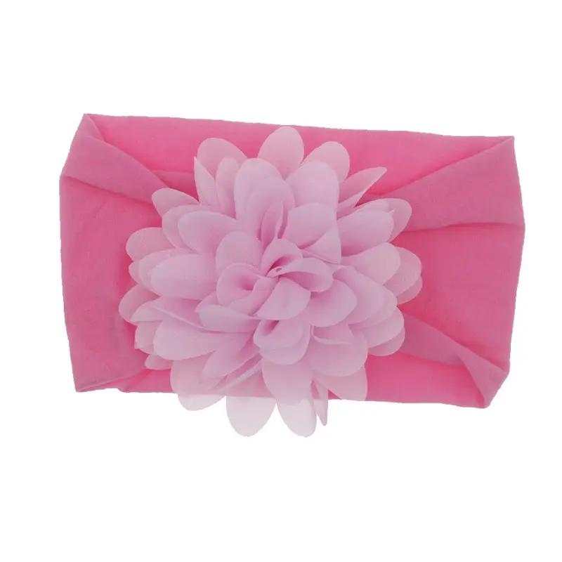 New Green Chiffon Baby Headband with Red Flower - Image 7