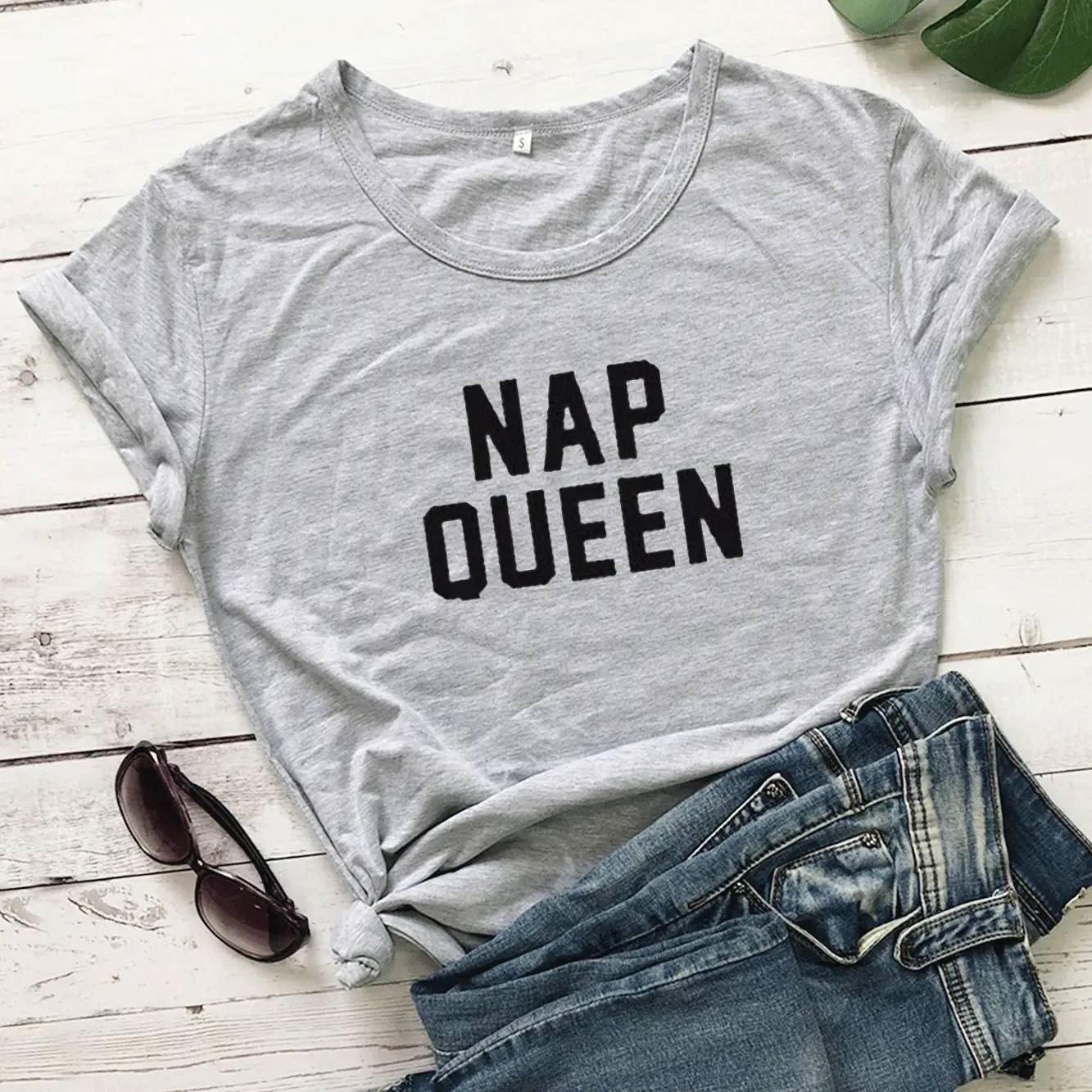 NAP QUEEN Women's White T-Shirt Short Sleeve Streetwear - Image 3