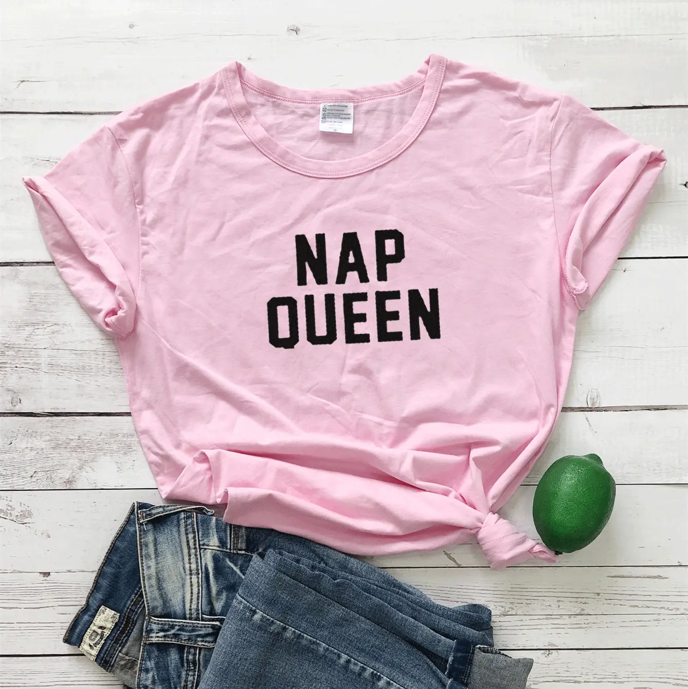 NAP QUEEN Women's White T-Shirt Short Sleeve Streetwear - Image 4