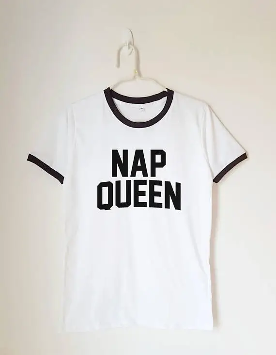 NAP QUEEN Women's White T-Shirt Short Sleeve Streetwear - Image 5